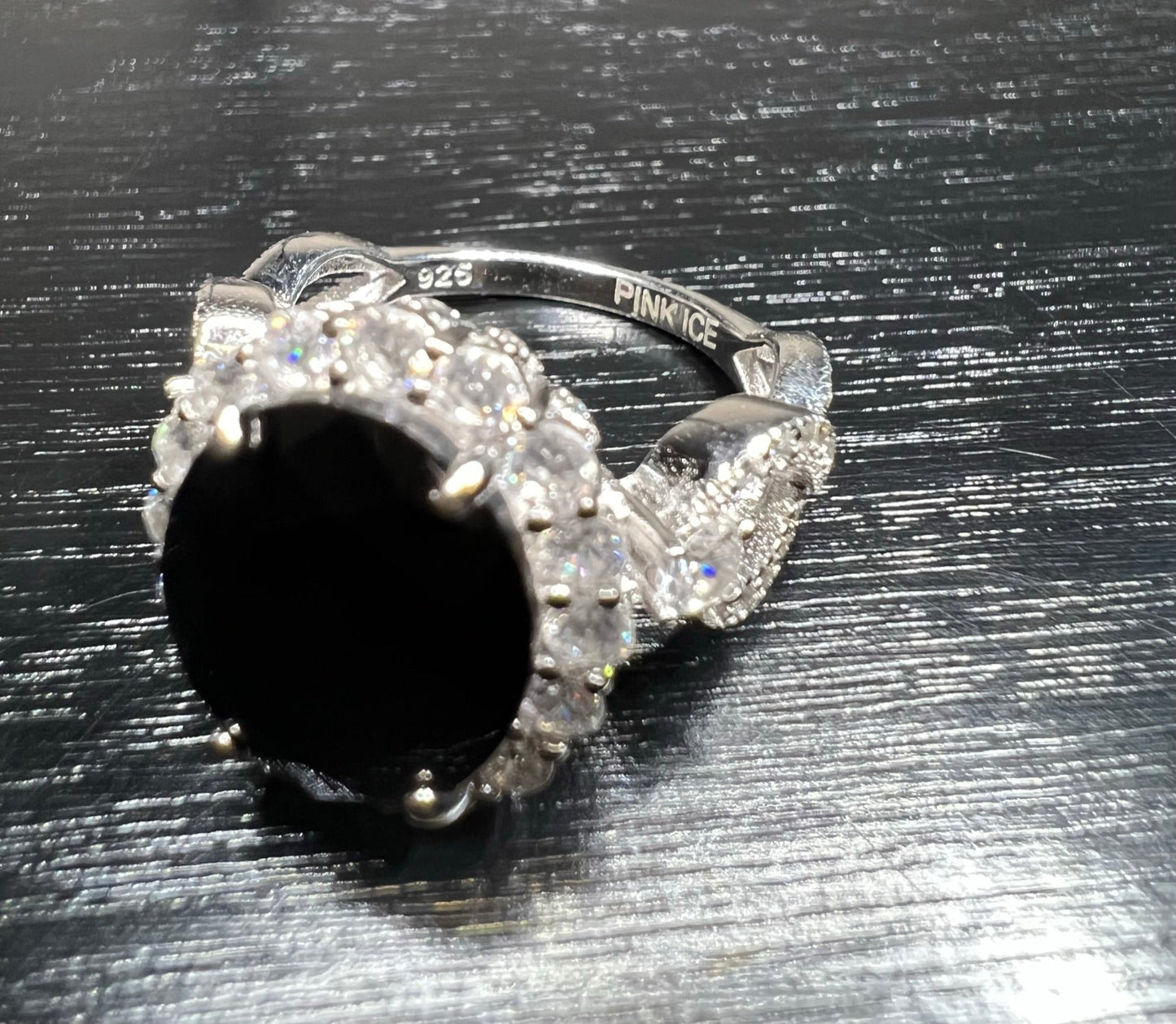 *PRE-ORDER- 925 Sterling Silver Infinity Oval Cut Black Onyx & Diamond Cubic Zirconia Ring - CS