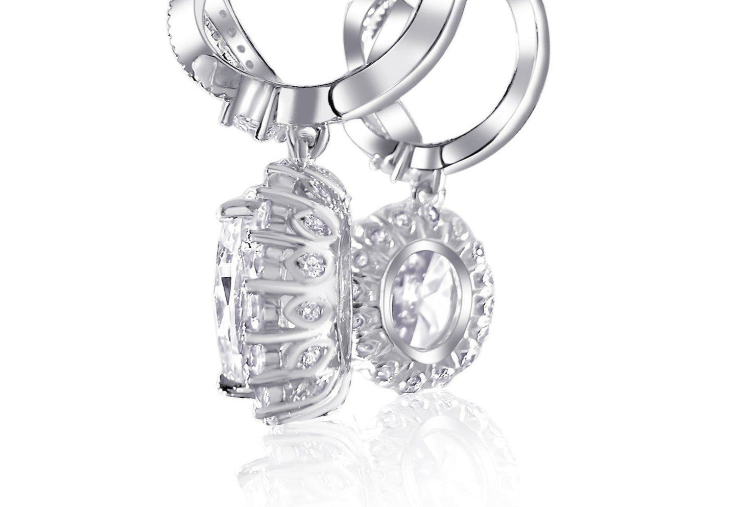 *PRE-ORDER * 925 Sterling Silver Oval Halo Diamond CZ Infinity Drop Earrings