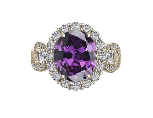 *PRE-ORDER - 925 Sterling Silver Infinity Oval Cut Amethyst CZ Ring - Rose Gold