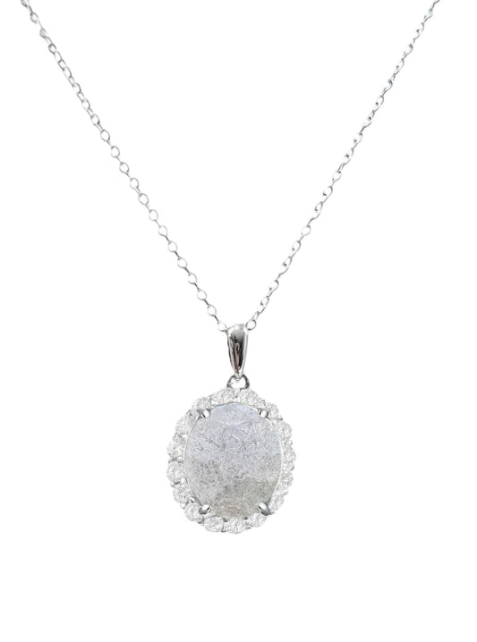 *PRE-ORDER - 925 Sterling Silver Oval Cut White Ice CZ Necklace
