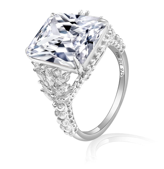 *PRE-ORDER - Diamond CZ Beaded Shank 925 Sterling Silver Ring