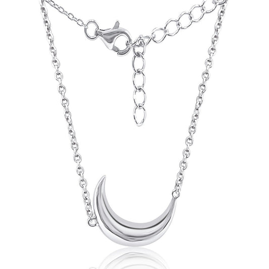 Dainty 925 Sterling Silver Crescent Moon Necklace