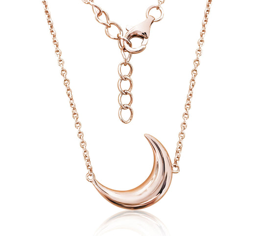 Dainty Rose Gold 925 Sterling Silver Crescent Moon Necklace