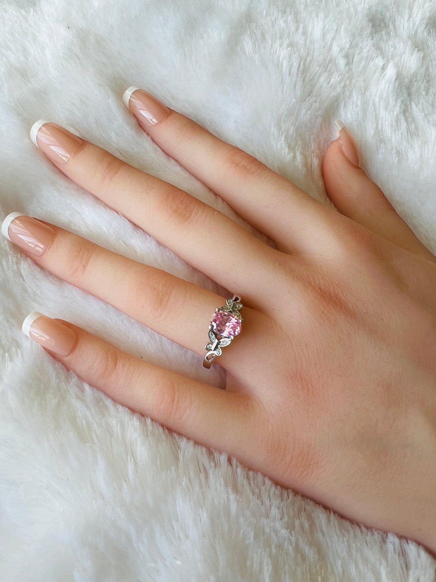 Sterling Silver Butterfly Pink Cubic Zirconia Ring