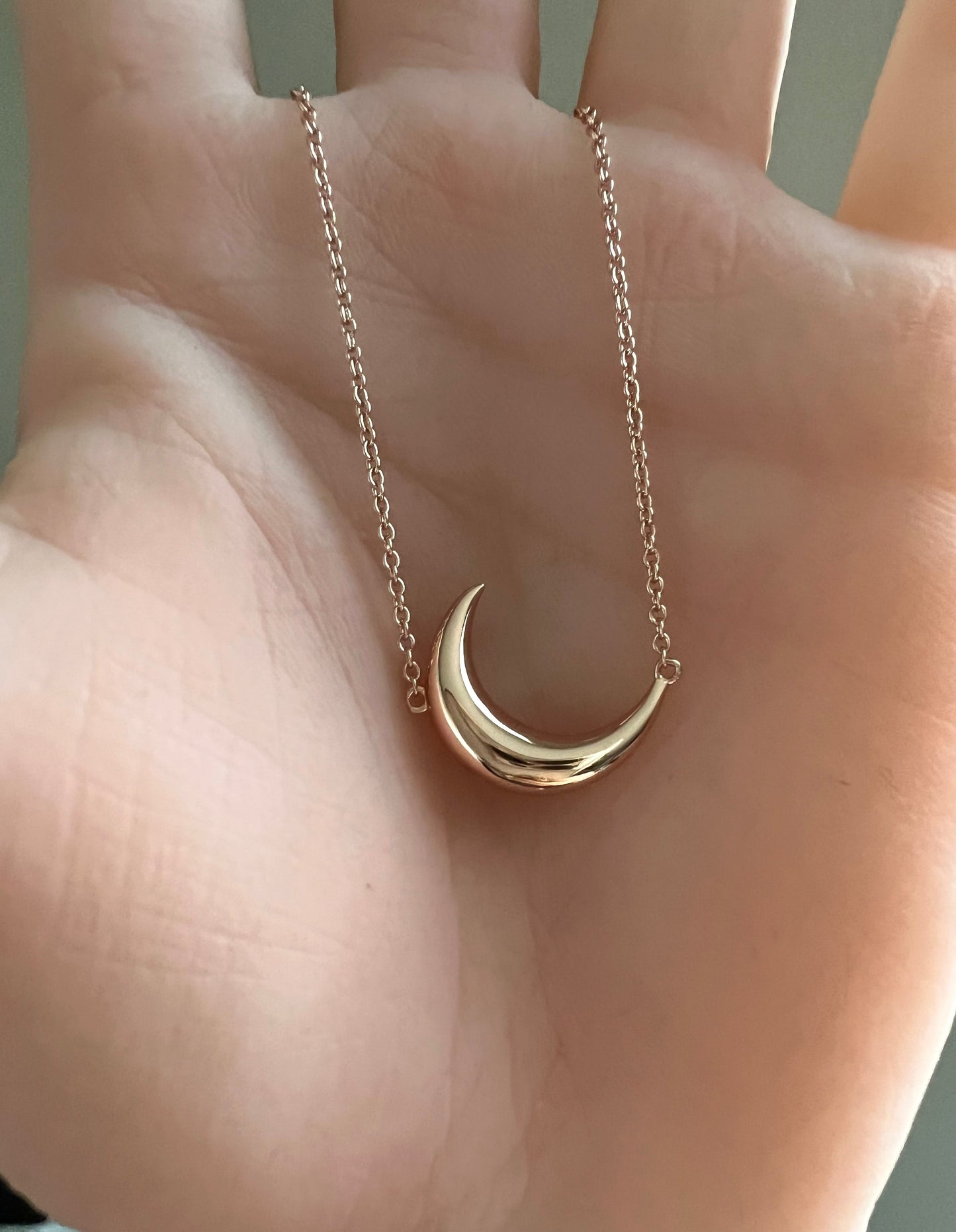 Dainty Rose Gold 925 Sterling Silver Crescent Moon Necklace