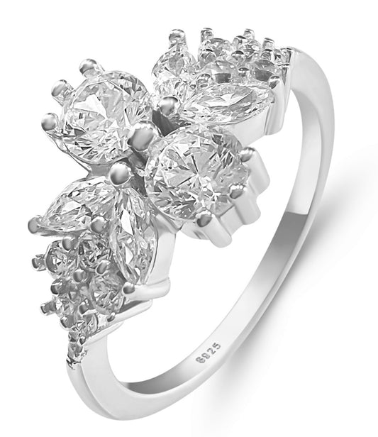 Sterling Silver Brilliant Butterfly Diamond Cubic Zirconia Wedding / Engagement Ring
