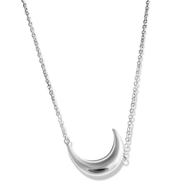 Dainty 925 Sterling Silver Crescent Moon Necklace