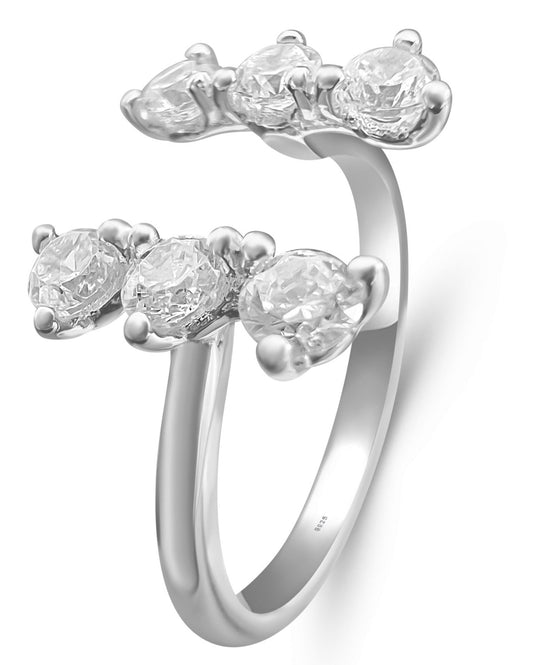 Sterling Silver Diamond Cubic Zirconia Split Ring