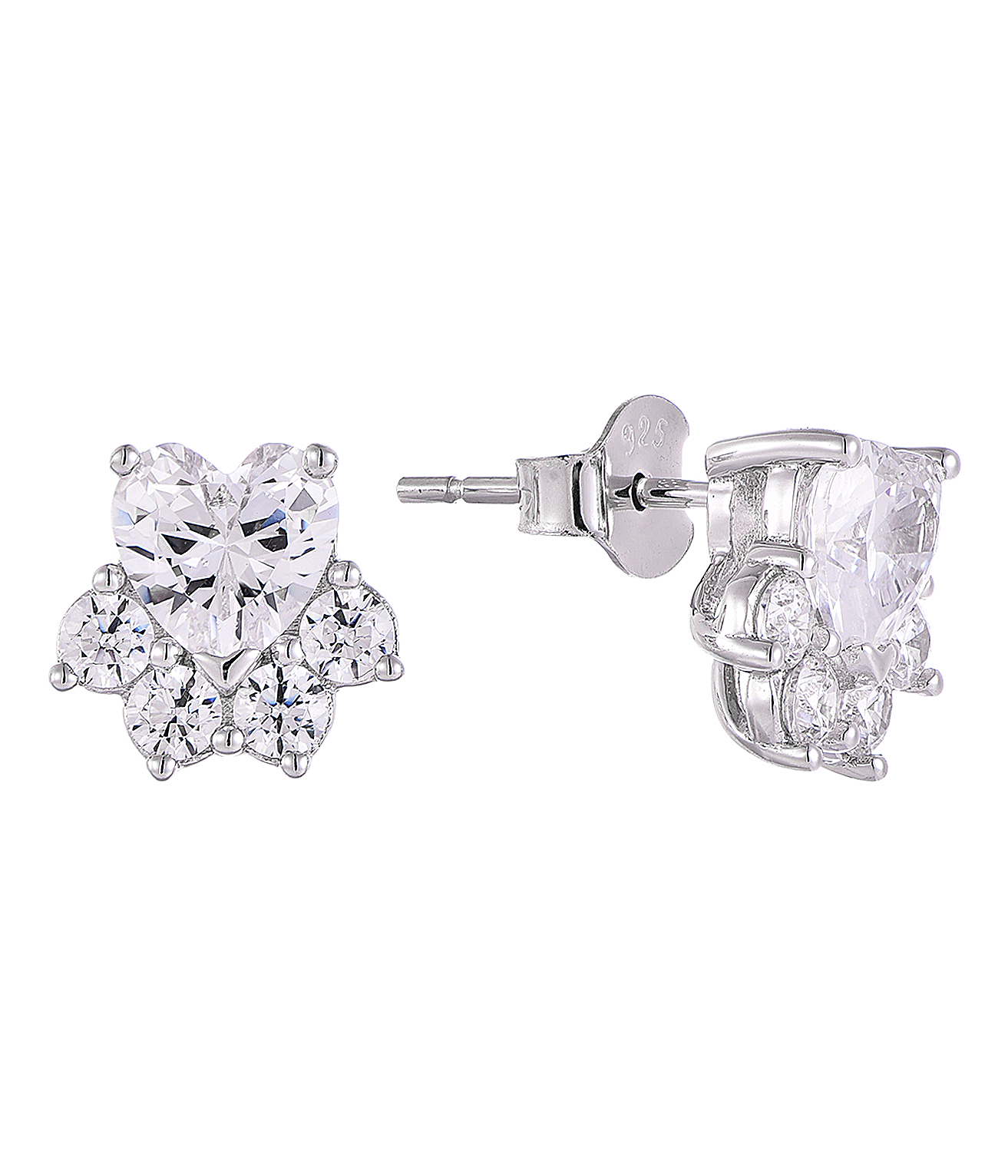 925 Sterling Silver Diamond CZ Paw Earrings