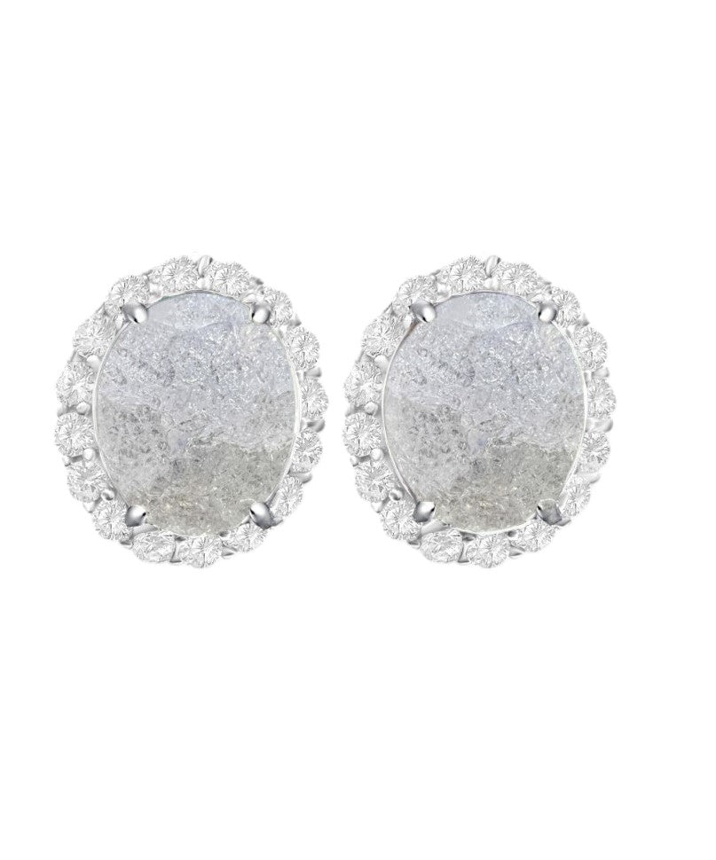 *PRE-ORDER - 925 Sterling Silver Oval Cut White Ice CZ Earrings