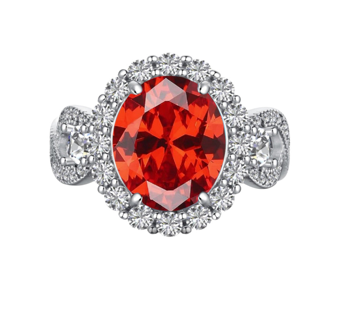 PRE-ORDER - 925 Sterling Silver Infinity Oval Cut Orange CZ Ring