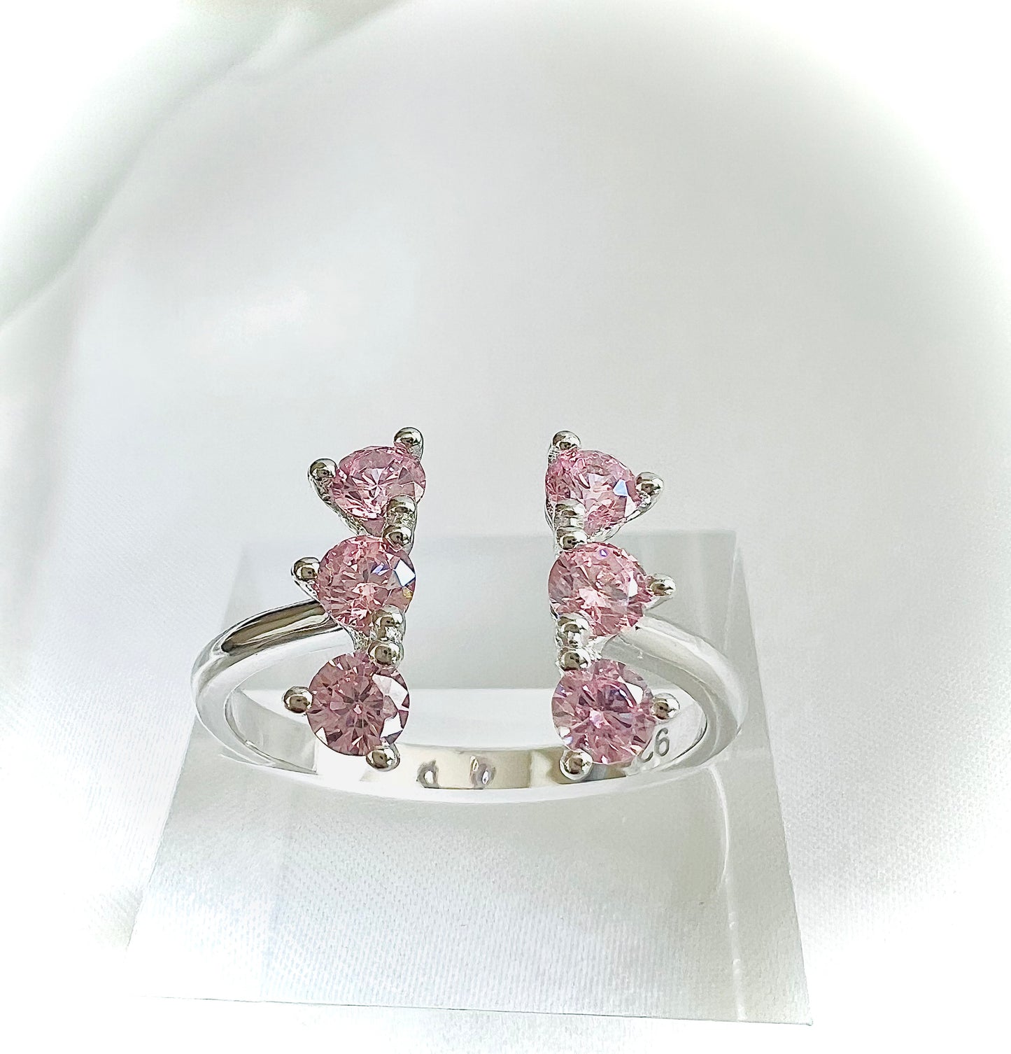 Sterling Silver Pink Split Cubic Zirconia Ring