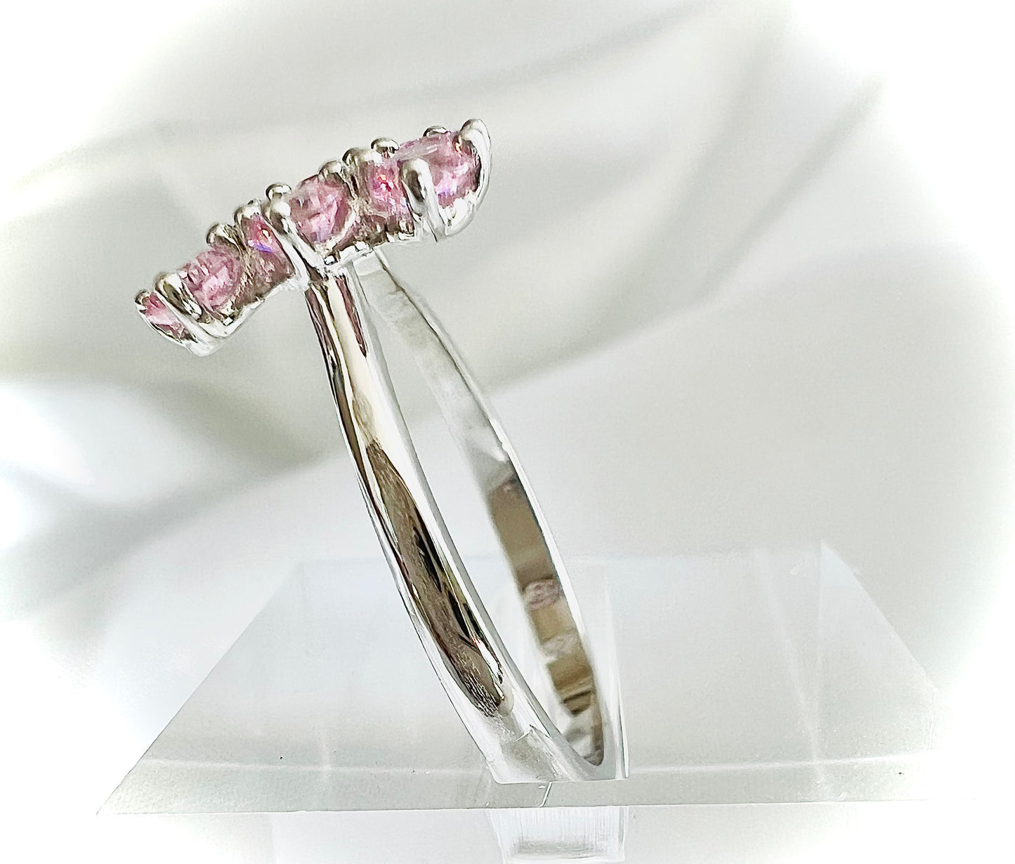 Sterling Silver Pink Split Cubic Zirconia Ring