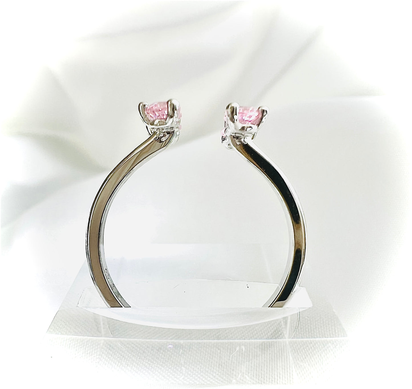 Sterling Silver Pink Split Cubic Zirconia Ring