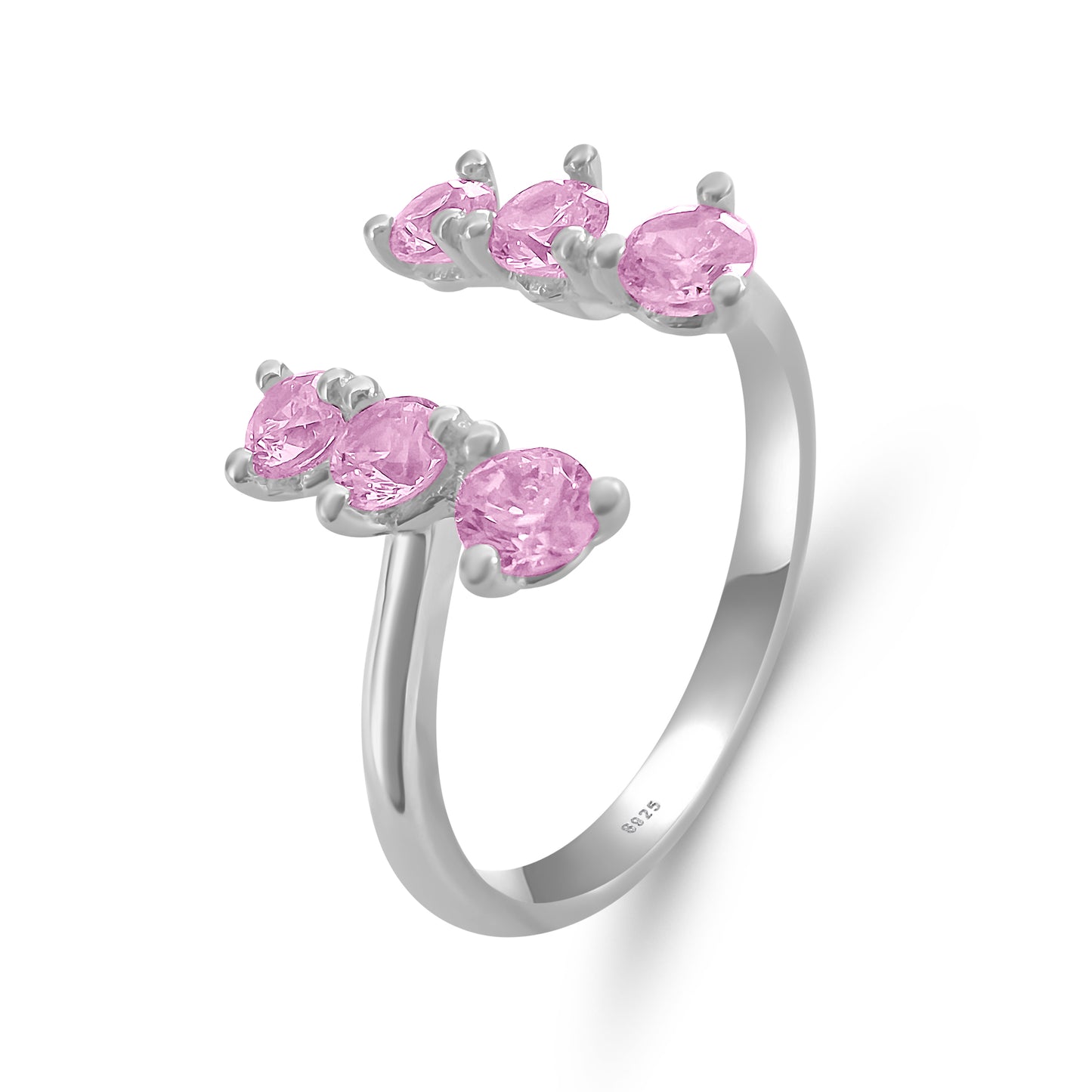 Sterling Silver Pink Split Cubic Zirconia Ring